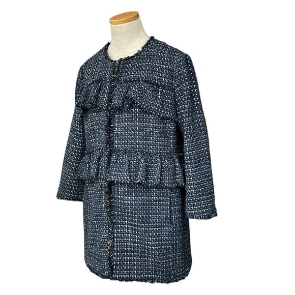 Ann Taylor Petite Jacket Coat Open Front Fringe Blue Gray Size Large Petite LP - Picture 3 of 17